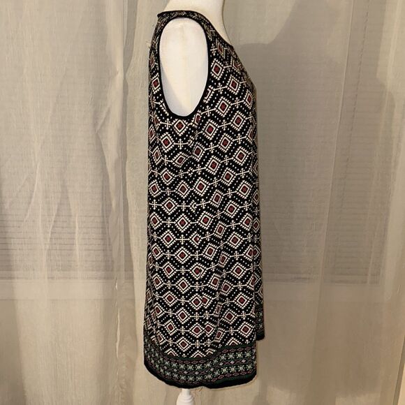 Amber Blue L Black Ivory Multicolored Contrast Sleeveless Light Shift Dress - Picture 8 of 10